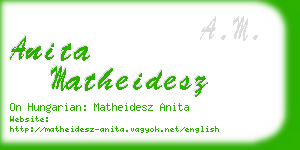 anita matheidesz business card